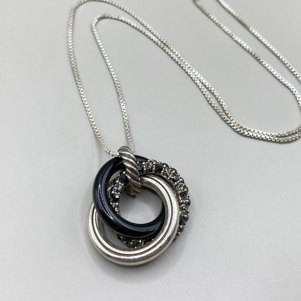 Silver and Black Triple Circle Necklace